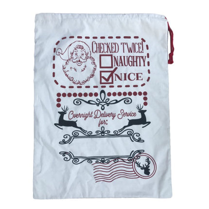Large Christmas XMAS Hessian Santa Sack Stocking Bag Reindeer Children Gifts Bag, Cream - Delivery Enclosed Gift
