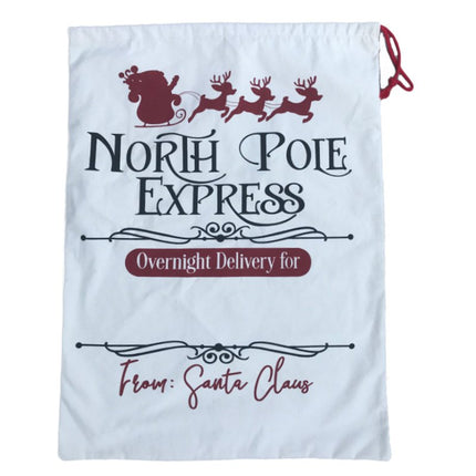 Large Christmas XMAS Hessian Santa Sack Stocking Bag Reindeer Children Gifts Bag, Cream - Delivery Enclosed Gift