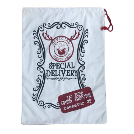 Large Christmas XMAS Hessian Santa Sack Stocking Bag Reindeer Children Gifts Bag, Cream - Delivery Enclosed Gift