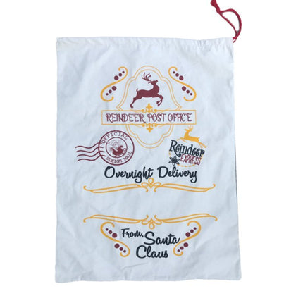 Large Christmas XMAS Hessian Santa Sack Stocking Bag Reindeer Children Gifts Bag, Cream - Delivery Enclosed Gift