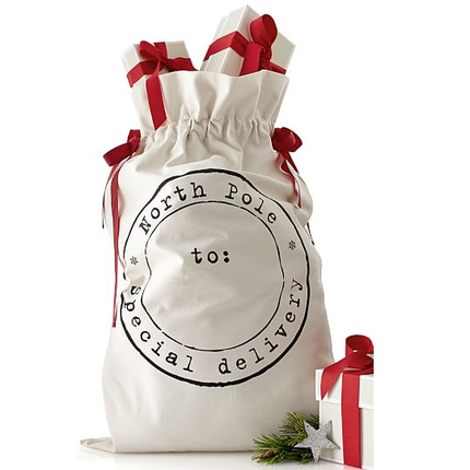 Large Christmas XMAS Hessian Santa Sack Stocking Bag Reindeer Children Gifts Bag, Cream - Delivery Enclosed Gift