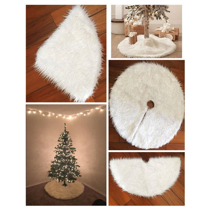 60/78/90/122cm Christmas Snow Plush Tree Skirt Xmas Base Floor Mat Cover Decor, 78cm (30.7").