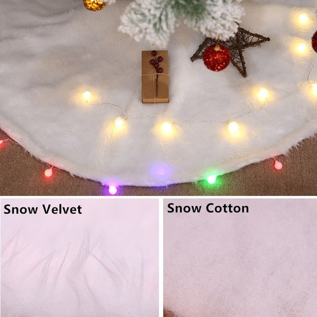 60/78/90/122cm Christmas Snow Plush Tree Skirt Xmas Base Floor Mat Cover Decor, 90cm (35.4").