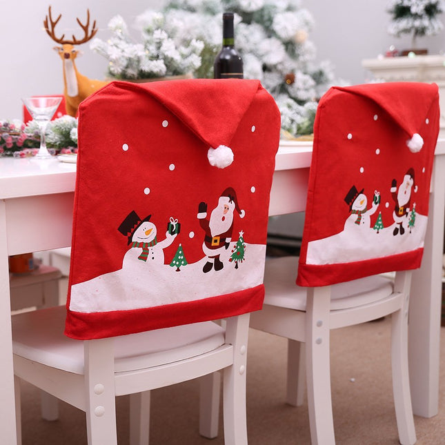 6-10x Christmas Santa Hat Chair Covers Table Cloth Dinner Home Décor Ornaments, 8PCS Chair Covers.