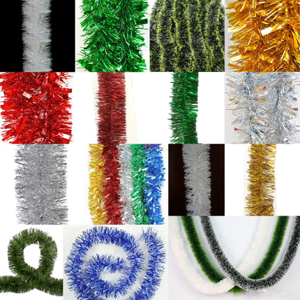 5x 2.5m Christmas Tinsel Xmas Garland Sparkly Snowflake Party Natural Home Décor, White Pearlescent.