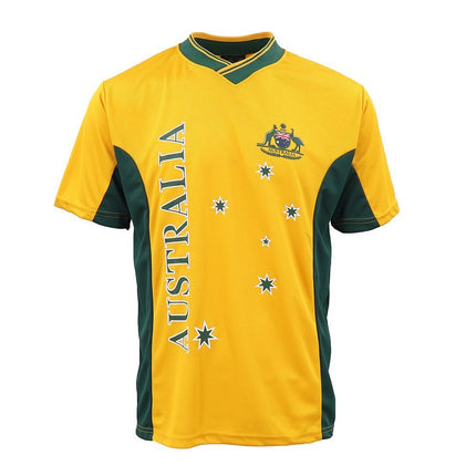 Adults Kids Men's Sports Soccer Rugby Jersy T Shirt Australia Day Polo Souvenir, Gold, 14 (Kids).