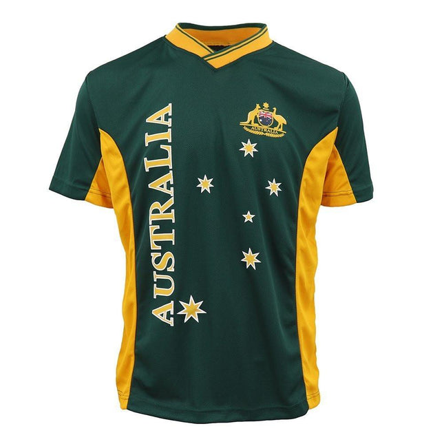 Adults Kids Men's Sports Soccer Rugby Jersy T Shirt Australia Day Polo Souvenir, Green, XL.