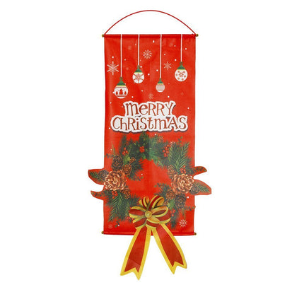 Christmas Hanging Banner Flag Door Window Décor Santa Reindeer Snowman Ornaments, Set of 6