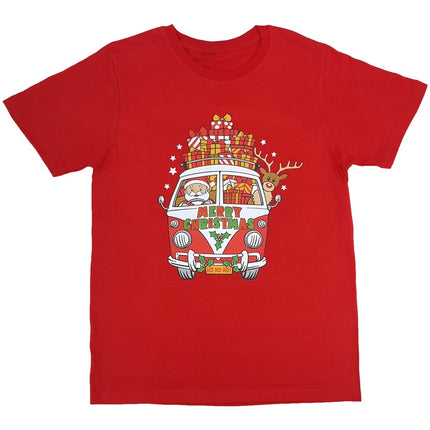 New Funny Adult Xmas Christmas T Shirt Tee Mens Womens 100% Cotton Jolly Ugly, Santa Drive Kombi (Red), 2XL.