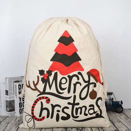 Large Christmas XMAS Hessian Santa Sack Stocking Bag Reindeer Children Gifts Bag, Red - Smile Santa.