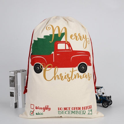 Large Christmas XMAS Hessian Santa Sack Stocking Bag Reindeer Children Gifts Bag, Cream - Delivery Enclosed Gift.