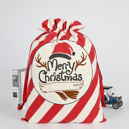 Large Christmas XMAS Hessian Santa Sack Stocking Bag Reindeer Children Gifts Bag, Cream - Reindeer Mail.