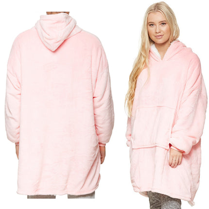 Oversized Soft Pullover Plain Hoodie Warm Fleece Blanket Plush Winter Sweatshirt, Aqua, Adult.