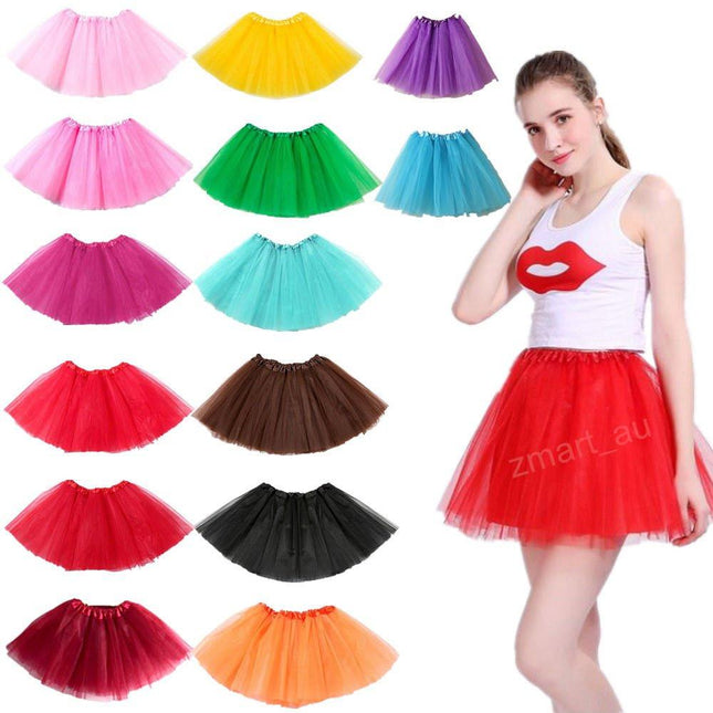 New Adults Tulle Tutu Skirt Dressup Party Costume Ballet Womens Girls Dance Wear, Rainbow_F, Adults.