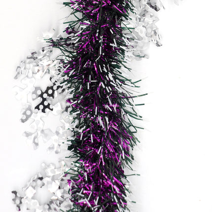 5x 2.5m Christmas Tinsel Xmas Garland Sparkly Snowflake Party Natural Home Décor, White Pearlescent