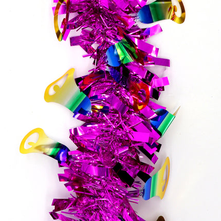 5x 2.5m Christmas Tinsel Xmas Garland Sparkly Snowflake Party Natural Home Décor, Snow Tips in Green.