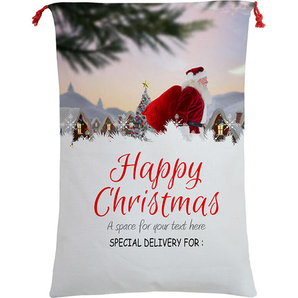 Large Christmas XMAS Hessian Santa Sack Stocking Bag Reindeer Children Gifts Bag, Cream - Reindeer Mail.