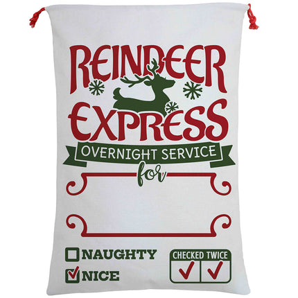 Large Christmas XMAS Hessian Santa Sack Stocking Bag Reindeer Children Gifts Bag, Red - Smile Santa.