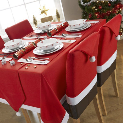 Christmas Chair Covers Tablecloth Runner Decoration Xmas Dinner Party Santa Gift, 8x Chair Covers.