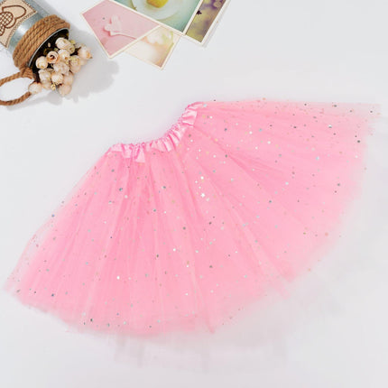 Sequin Tulle Tutu Skirt Ballet Kids Princess Dressup Party Baby Girls Dance Wear, Light Pink, Adults.