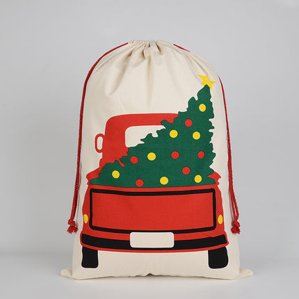 Large Christmas XMAS Hessian Santa Sack Stocking Bag Reindeer Children Gifts Bag, Cream - Delivery Enclosed Gift.