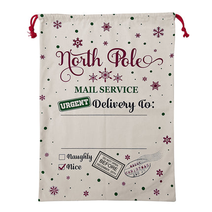 Large Christmas XMAS Hessian Santa Sack Stocking Bag Reindeer Children Gifts Bag, Cream - Delivery Enclosed Gift.
