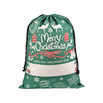 Large Christmas XMAS Hessian Santa Sack Stocking Bag Reindeer Children Gifts Bag, Red - Delivery by Reindeer