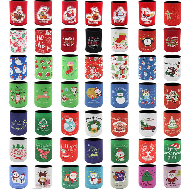 6x Christmas Stubby Stubbie Holders Beer Bottle Drink Can Cooler Santa Reindeer, A.
