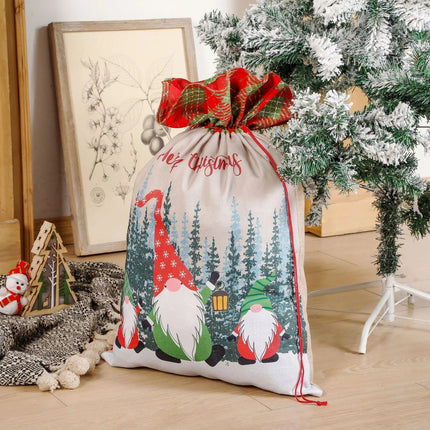 50x70cm Canvas Hessian Christmas Santa Sack Xmas Stocking Reindeer Kids Gift Bag, Cream - Snowflakes Delivery