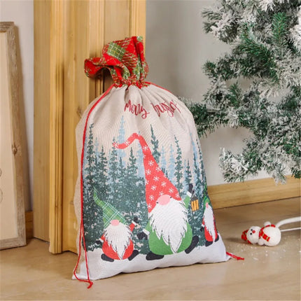 50x70cm Canvas Hessian Christmas Santa Sack Xmas Stocking Reindeer Kids Gift Bag, Cream - Snowflakes Delivery