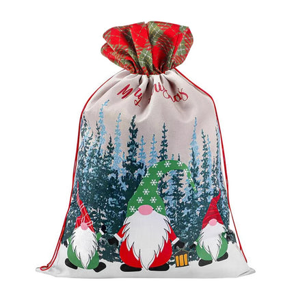 50x70cm Canvas Hessian Christmas Santa Sack Xmas Stocking Reindeer Kids Gift Bag, Cream - Snowflakes Delivery