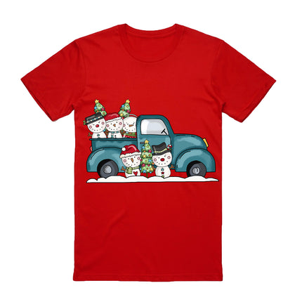 100% Cotton Christmas T-shirt Adult Unisex Tee Tops Funny Santa Party Custume, Shrek (Red), L.