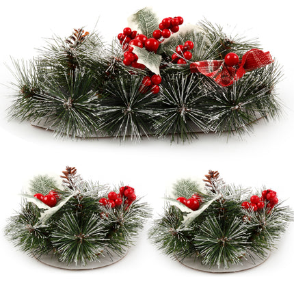 Christmas Floral Table Arrangements Red Berries Pine Cones Flowers Decorations, Large.