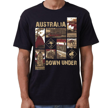 100% Cotton Australia Down Under Souvenir T-Shirt Unisex Adult Iconic Tee Top, Black, 2XL.