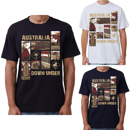 100% Cotton Australia Down Under Souvenir T-Shirt Unisex Adult Iconic Tee Top, Navy, M.