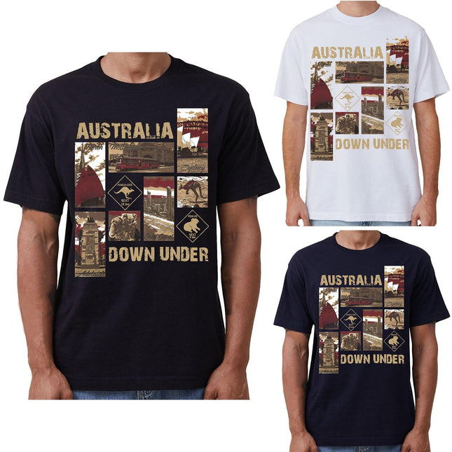 100% Cotton Australia Down Under Souvenir T-Shirt Unisex Adult Iconic Tee Top, White, XL.