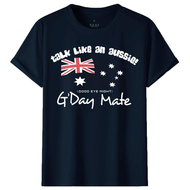 100% Cotton Australian Day Flag T-Shirt Aussie G'Day Mate Navy Souvenir Tee Top, Navy, 2XL.
