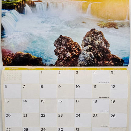 Waterfalls 2025 Rectangle Wall Calendar 16 Months Hanging Planner New Year Gift.