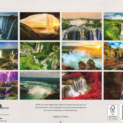 Waterfalls 2025 Rectangle Wall Calendar 16 Months Hanging Planner New Year Gift.