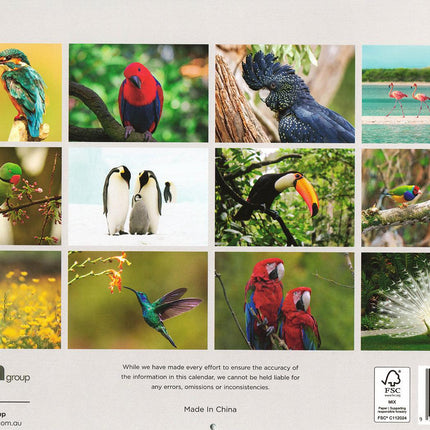 Birds - 2025 Rectangle Wall Calendar 16 Months Hanging Animal Planner New Year.