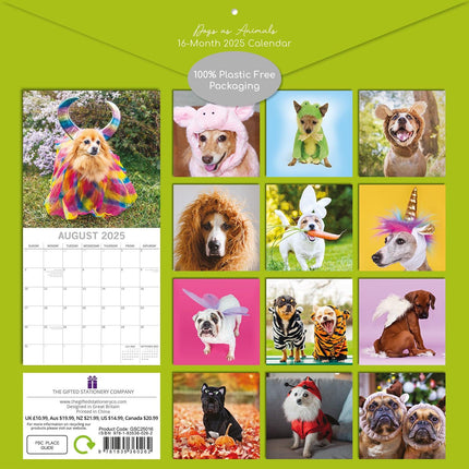 Dogs as Animals - 2025 Square Wall Calendar Pets Animals 16 Months Planner Gift.