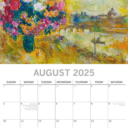 Chagall - 2025 Square Wall Calendar Arts 16 Months Premium Planner Gift.
