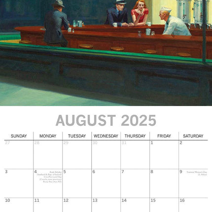 Edward Hopper - 2025 Square Wall Calendar Arts 16 Months Premium Planner Gift.
