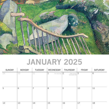 Gauguin - 2025 Square Wall Calendar Arts 16 Months Premium Planner Gift.