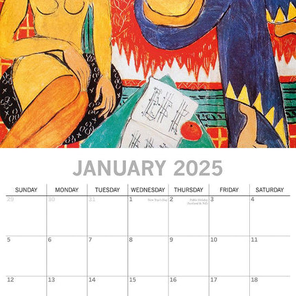 Matisse - 2025 Square Wall Calendar Arts 16 Months Premium Planner Gift.