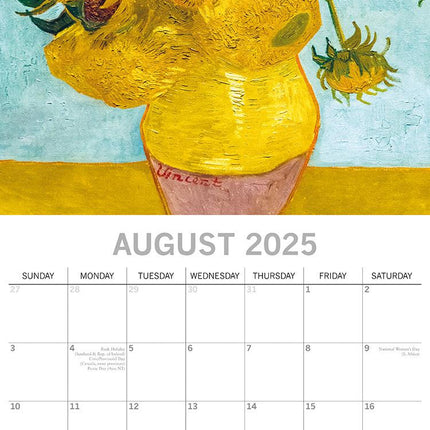 Van Gogh - 2025 Square Wall Calendar Arts 16 Months Premium Planner Gift.