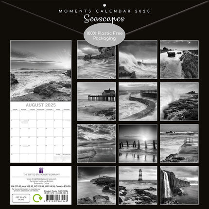 Seascapes - 2025 Square Wall Calendar 16 Months Premium Planner Christmas Gift.