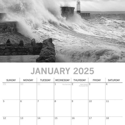 Seascapes - 2025 Square Wall Calendar 16 Months Premium Planner Christmas Gift.