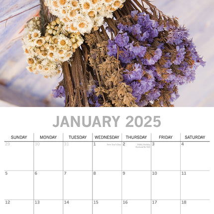 Dried Flowers - 2025 Square Wall Calendar Floral 16 Months Premium Planner Gift.