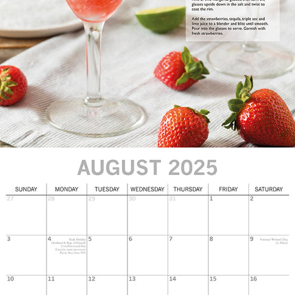 Cocktails 2025 Square Wall Calendar Food 16-Month Christmas Premium Planner Gift.